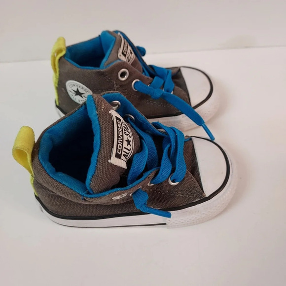 Converse All-Star Chuck Taylor Gray with Blue Laces Infant Size 4 - Picture 4 of 10